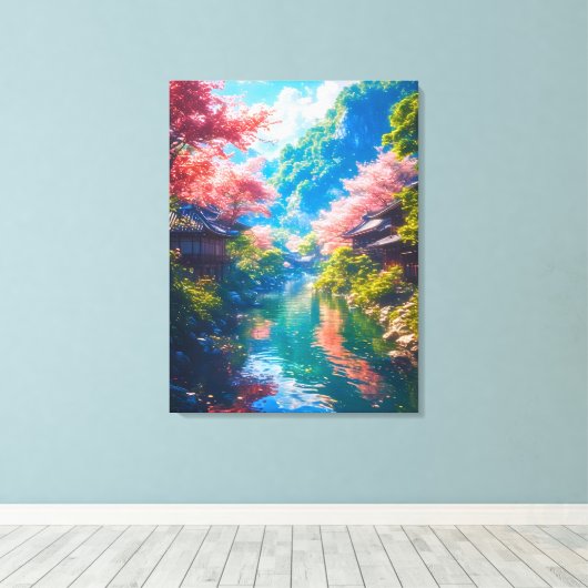 Sakura Utsuru Seiryū Canvas Afdruk (Insitu (Houten vloer))