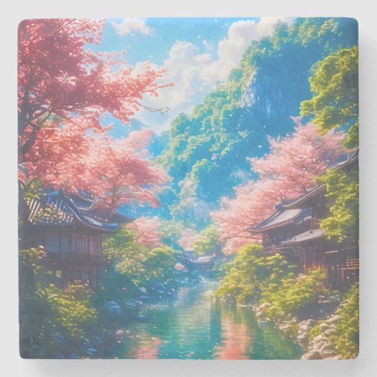 Sakura Utsuru Seiryū  Stenen Onderzetter (Voorkant)