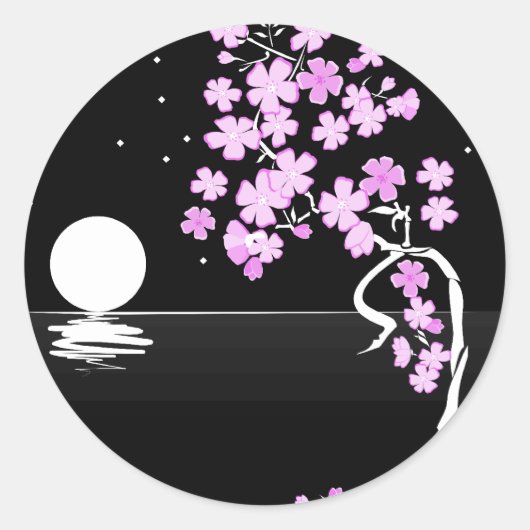 Sakura van de nacht ronde sticker (Voorkant)