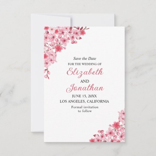 Sakura Wedding – Cherry Blossom Themed Save The Date (Voorkant)