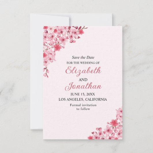 Sakura Wedding – Cherry Blossom Themed Save The Date (Voorkant)
