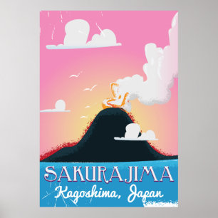 Sakurajima Volcano Japan poster van vintage-reizen