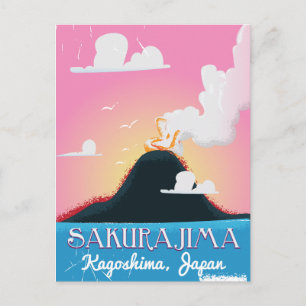 Sakurajima vulkaan Japan vintage reisposter Briefkaart