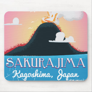 Sakurajima vulkaan Japan vintage reisposter Muismat
