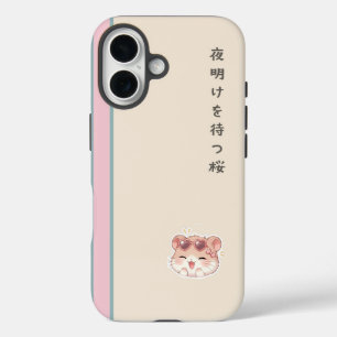 🌸 Sakura's Eerste Licht – Japanse Pastel Hamster iPhone 16 Hoesje