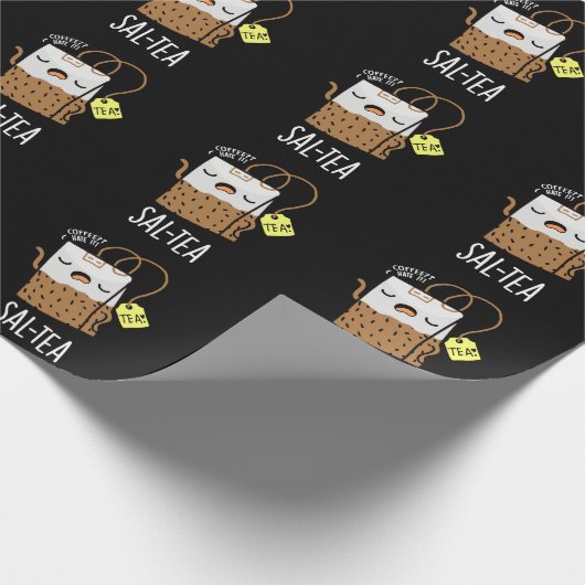 Sal-tea Funny Tea Pun Dark BG Cadeaupapier (Hoek)