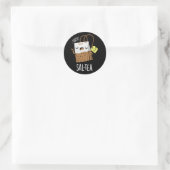 Sal-thee Grappige Thee Woordspeling Donkere Achter Ronde Sticker (Tas)