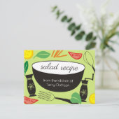Salad bowl gepersonaliseerde bakken recept kaart (Staand voorkant)