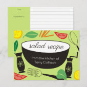Salad bowl gepersonaliseerde bakken recept kaart (Voorkant / Achterkant)