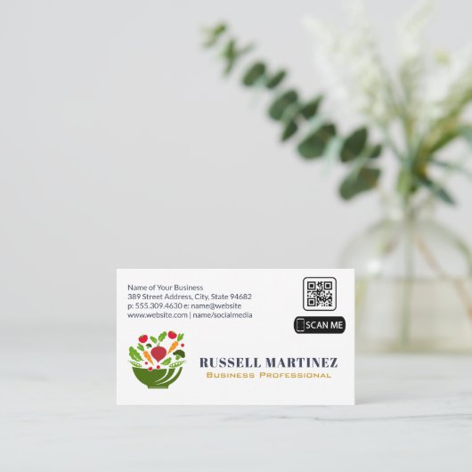 Salad Bowl Logo | Visitekaartje QR-code (Staand voorkant)