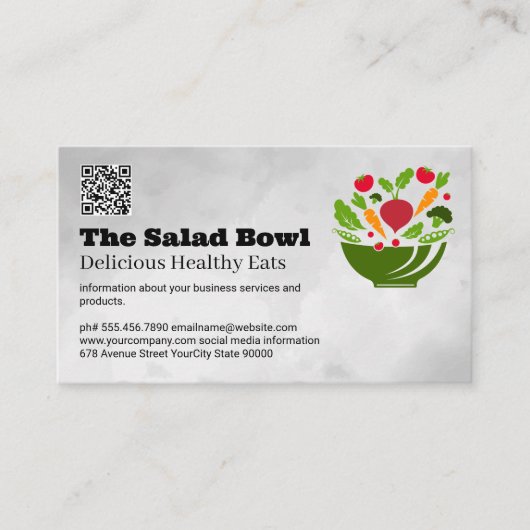 Salad Bowl met groenten | Voedseldiensten Visitekaartje (Voorkant)