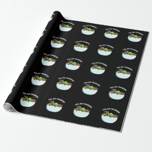 Salad-mander Funny Salamander Animal Pun Dark BG Cadeaupapier
