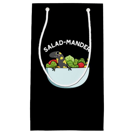 Salad-mander Funny Salamander Animal Pun Dark BG Klein Cadeauzakje (Voorkant)