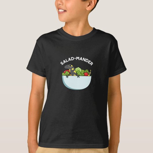 Salad-mander Funny Salamander Animal Pun Dark BG T-shirt (Voorkant)