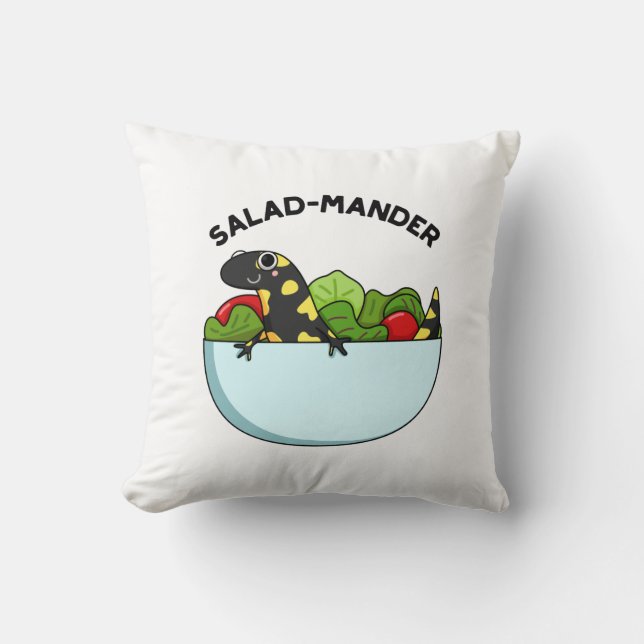 Salad-mander Funny Salamander Animal Pun Kussen (Voorkant)