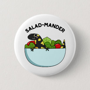 Salad-mander Funny Salamander Animal Pun Ronde Button 5,7 Cm