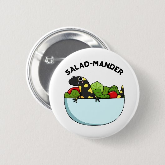 Salad-mander Funny Salamander Animal Pun Ronde Button 5,7 Cm (Voorkant /achterkant)