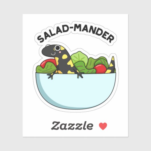 Salad-mander Funny Salamander Animal Pun Sticker (Vel)