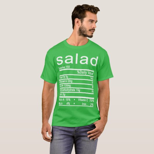salad Nutrition Facts label T-shirt (Voorkant volledig)