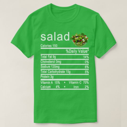 salad Nutrition Facts label T-shirt (Design voorkant)