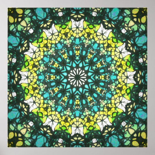 Salad Spinner – Green Yellow Mandala Pattern Poster (Voorkant)