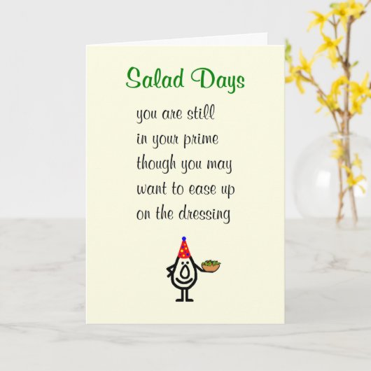 Salade Dagen Een Grappig Gelukkige Verjaardag Gedi Kaart (Gele Bloem)