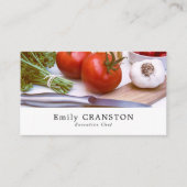 Salade display, chef-kok, koken visitekaartje (Voorkant)