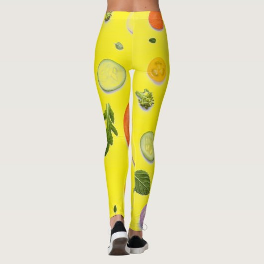 Salade en vruchten patroon transparante achtergron leggings (Achterkant)