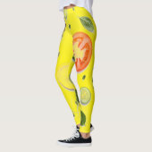 Salade en vruchten patroon transparante achtergron leggings (Links)