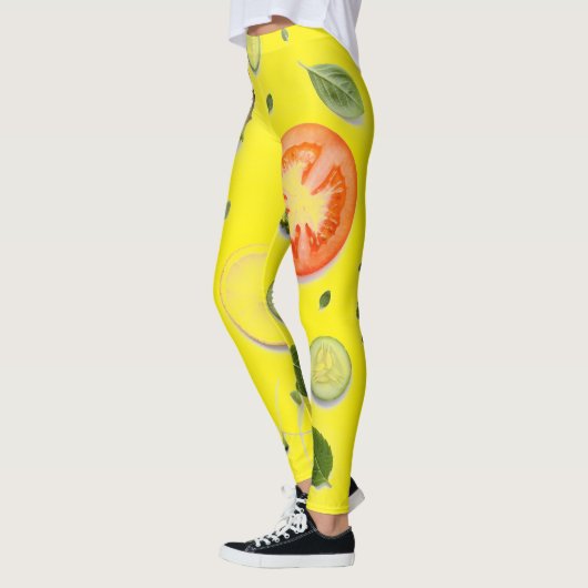Salade en vruchten patroon transparante achtergron leggings (Links)
