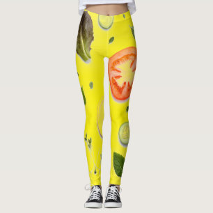 Salade en vruchten patroon transparante achtergron leggings