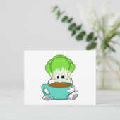 Salade met kopje koffie briefkaart (Staand voorkant)