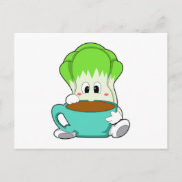 Salade met kopje koffie briefkaart