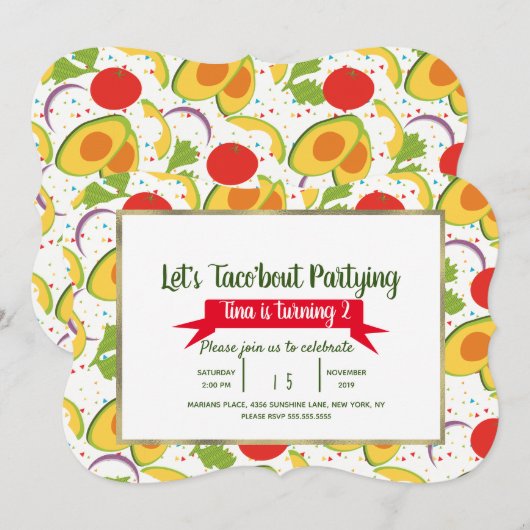 Salade Taco Over Taco Feest Verjaardag Elke Leefti Kaart (Voorkant / Achterkant)