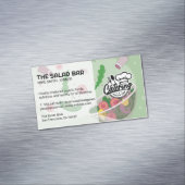 Salade wordt gegooid en gekruid | catering magnetisch visitekaartje (Voorbeeld)