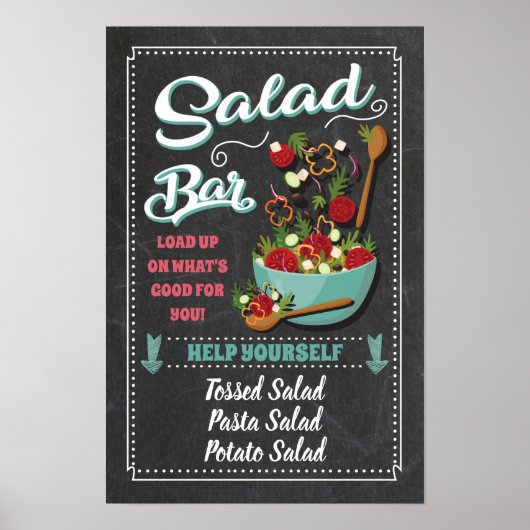 Saladebar Feestbord Bord Poster (Voorkant)