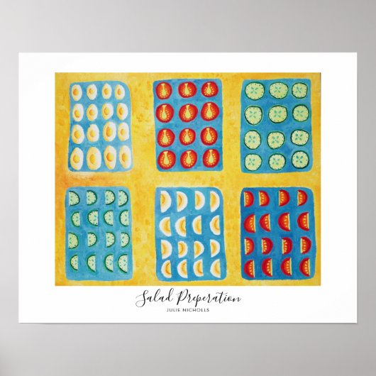 Saladebereiding Schilderij Poster (Voorkant)