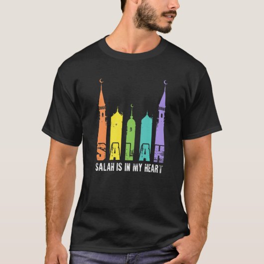 Salah In Mijn Hart Moslim Islamitische Religie Mos T-shirt (Voorkant)