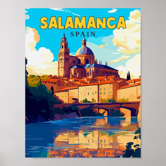 Salamanca Spanje vintage reisillustratie Poster (Voorkant)