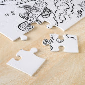 Salamandarin Zee Dragon Line Art Kleur uw eigen Legpuzzel (Zijkant)