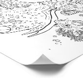 Salamandarin Zee Dragon Line Art Kleur uw eigen Poster (Hoek)