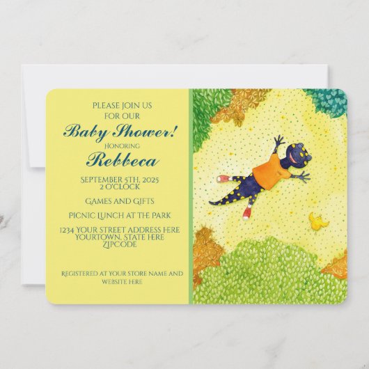 Salamander Baby shower Invitation Kaart (Achterkant)