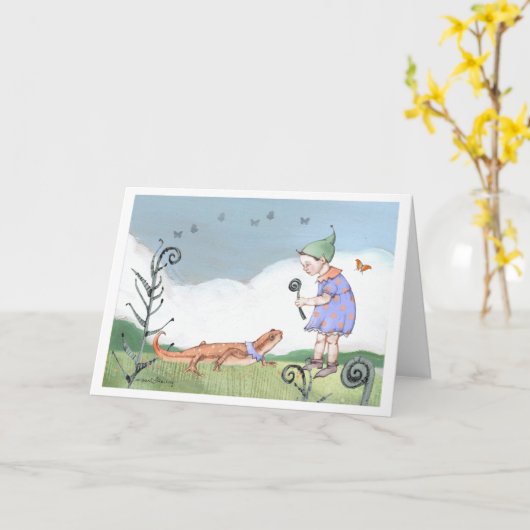 Salamander en Elf Kaart (Gele Bloem)