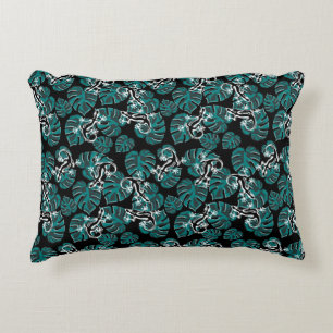 Salamander en Green Leaf Pattern Accent Kussen