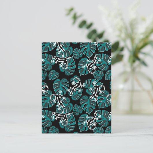 Salamander en Green Leaf Pattern Briefkaart (Staand voorkant)