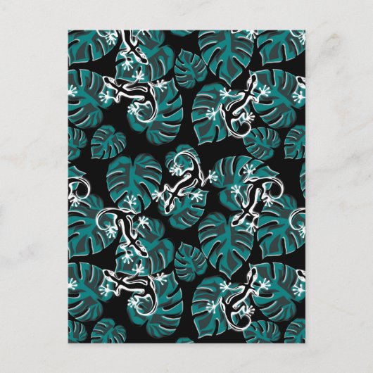 Salamander en Green Leaf Pattern Briefkaart (Voorkant)