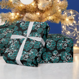 Salamander en Green Leaf Pattern Cadeaupapier