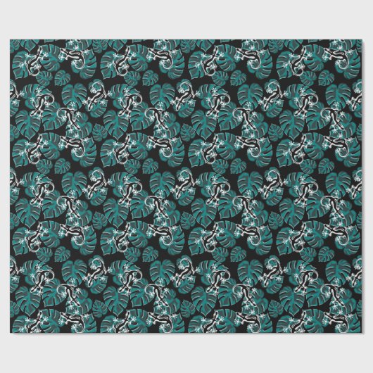 Salamander en Green Leaf Pattern Cadeaupapier (Vlak)