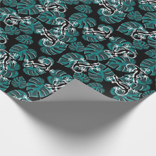 Salamander en Green Leaf Pattern Cadeaupapier (Hoek)