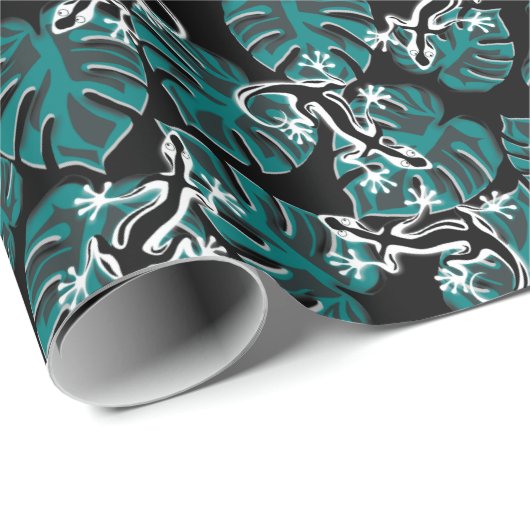 Salamander en Green Leaf Pattern Cadeaupapier (Rol Hoek)